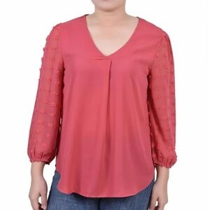 NY Collection Women's Coral Blouse